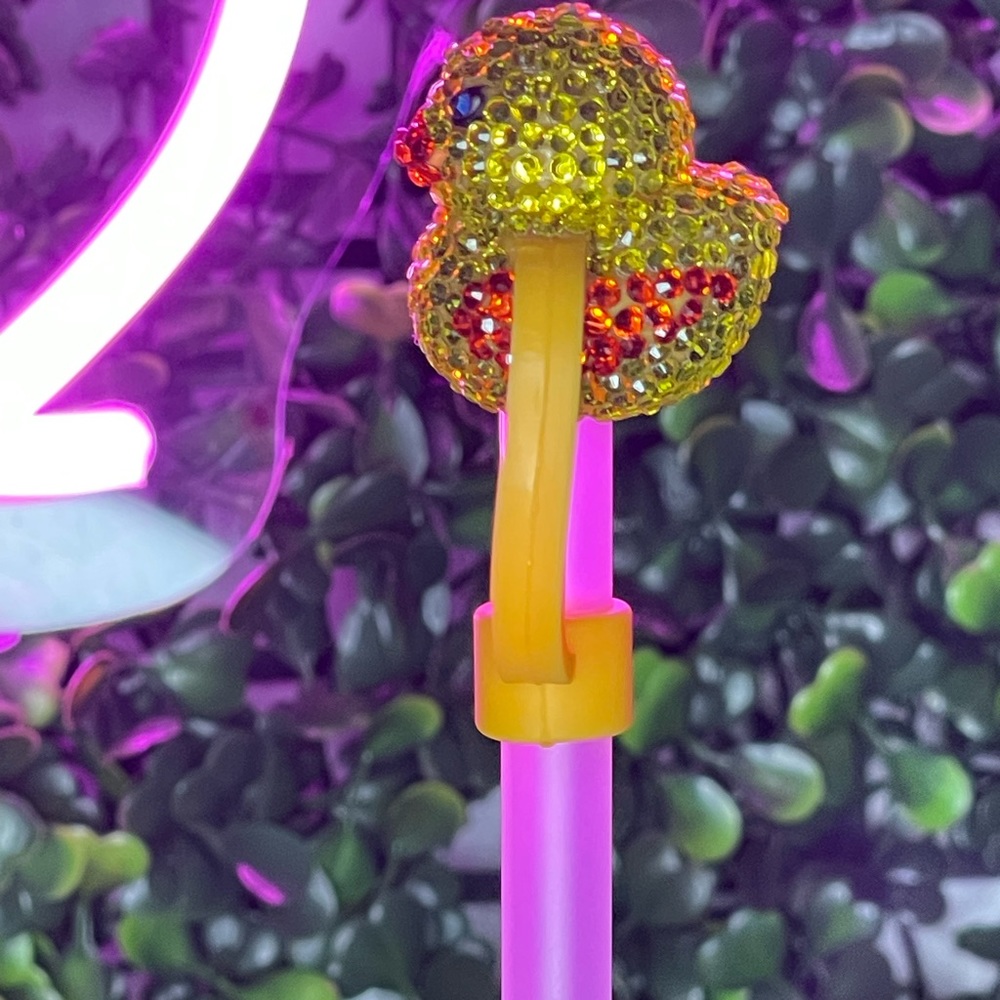 Handmade Rhinestone Duck Straw Topper - Picture 3 of 5